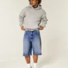 Short en denim super baggy délavé foncé