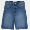 Short en denim super baggy délavé foncé