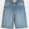 Short en denim super baggy délavé moyen Short en denim super baggy délavé moyen