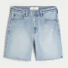Short en jean ample délavé au-dessus du genou Short en jean ample délavé au-dessus du genou