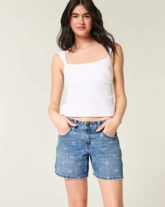 Short en jean baggy taille basse à nœud