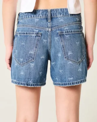 Short en jean baggy taille basse à nœud