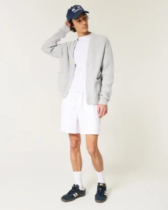 Short en lin mélangé à mi-cuisse