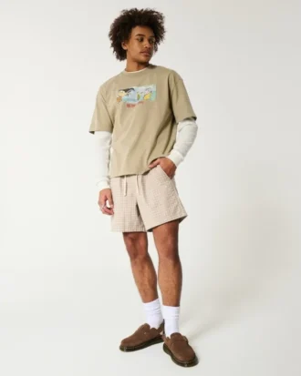 Short en lin mélangé à mi-cuisse