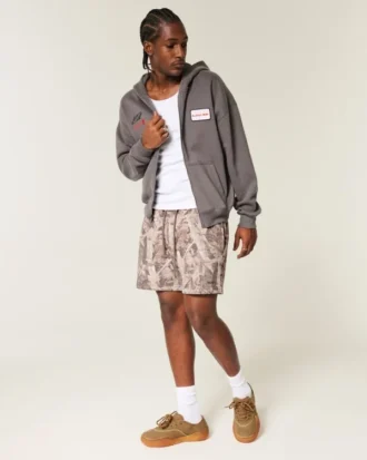 Short en molleton ample mi-cuisse camouflage