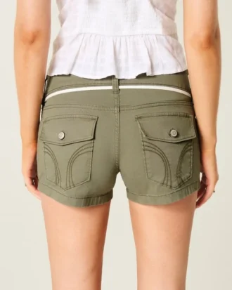 Short en popeline taille basse avec lacets