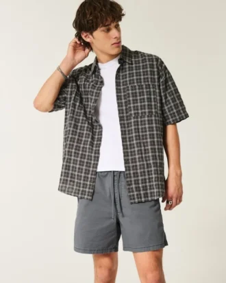 Short en sergé mi-cuisse à enfiler