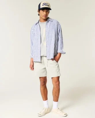 Short en sergé mi-cuisse à enfiler