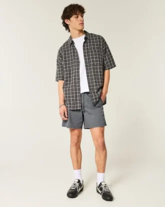 Short en sergé mi-cuisse à enfiler