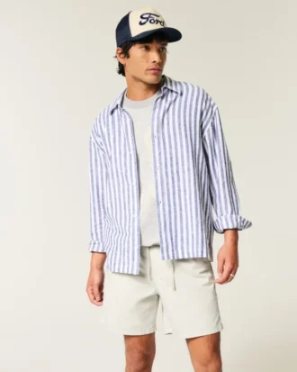 Short en sergé mi-cuisse à enfiler