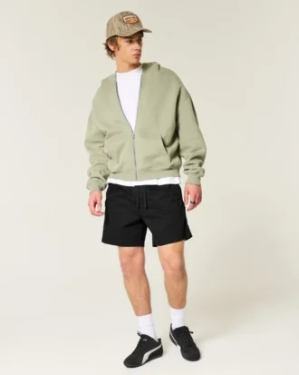 Short en sergé mi-cuisse à enfiler