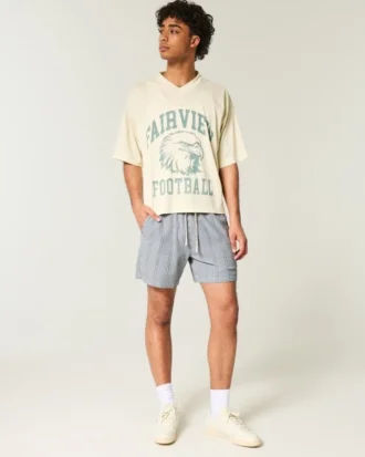 Short à enfiler en seersucker mi-cuisse