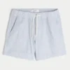 Short mi-cuisse en lin mélangé seersucker