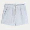 Short mi-cuisse en lin mélangé seersucker