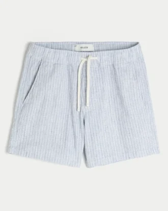 Short mi-cuisse en lin mélangé seersucker