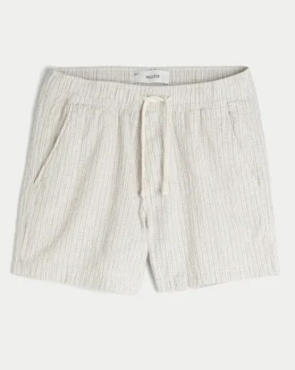 Short mi-cuisse en lin mélangé seersucker