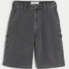 Short peintre en denim super baggy à motif flamme Short peintre en denim super baggy à motif flamme