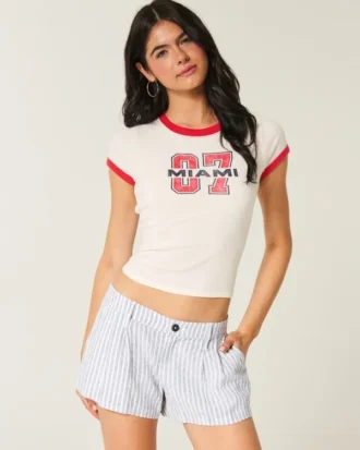 Short taille basse en lin mélangé Hollister Livvy