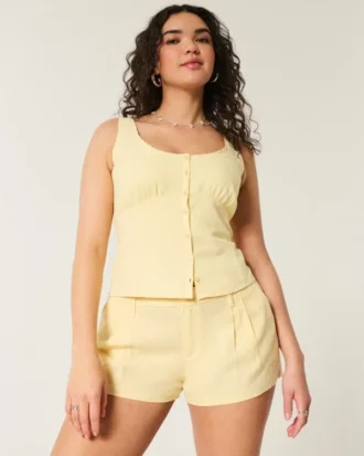 Short taille basse en lin mélangé Hollister Livvy Short taille basse en lin mélangé Hollister Livvy