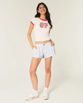 Short taille basse en lin mélangé Hollister Livvy