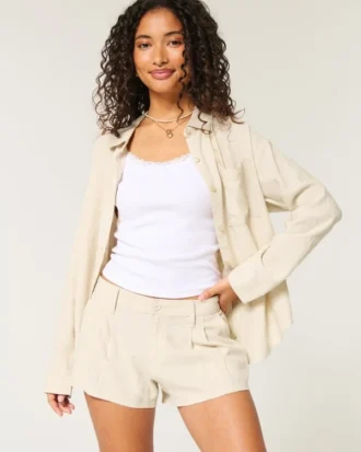 Short taille basse en lin mélangé Hollister Livvy 3&Prime;