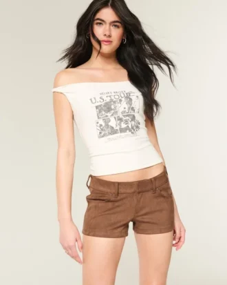 Short taille basse en simili daim
