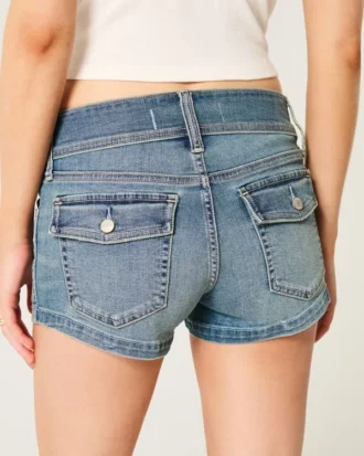 Shorty en denim délavé taille basse