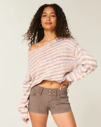 Shorty taille basse en popeline