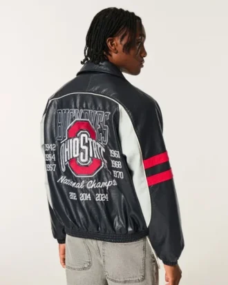 Simili cuir Veste graphique Ohio State University Buckeyes