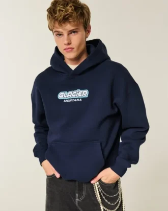 Sweat à capuche Boxy Glacier Montana Graphic