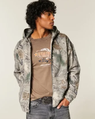 Sweat à capuche camouflage zippé