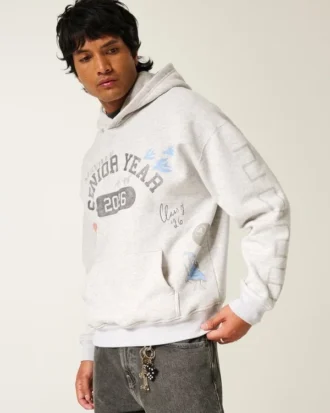 Sweat à capuche graphique Boxy Senior Year 2026