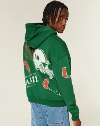 Sweat à capuche graphique carré University of Miami Hurricanes