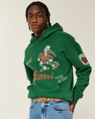Sweat à capuche graphique carré University of Miami Hurricanes