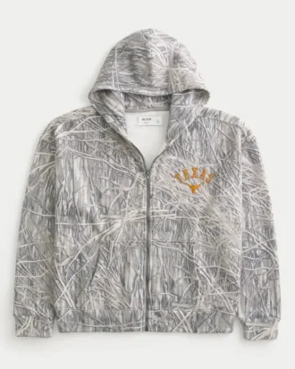 Sweat à capuche graphique zippé et ample de l&rsquo;université du Texas à Austin Longhorns