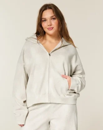 Sweat à capuche oversize avec imprimé biche et fermeture éclair