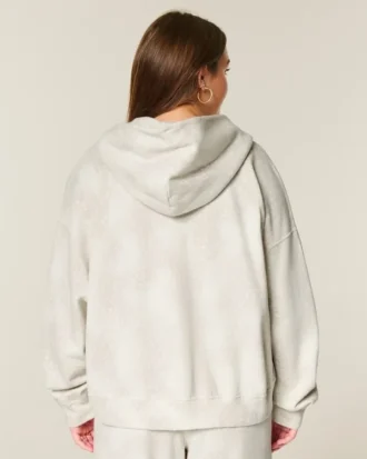Sweat à capuche oversize avec imprimé biche et fermeture éclair