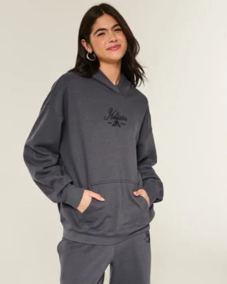 Sweat à capuche oversize avec logo scintillant