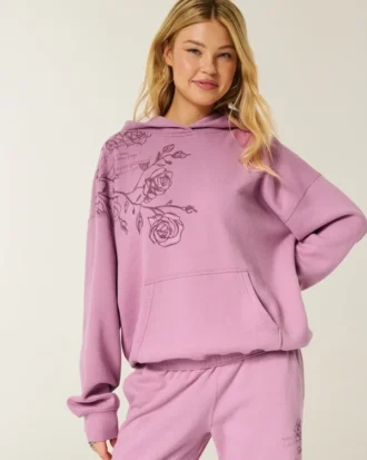 Sweat à capuche oversize avec logo scintillant
