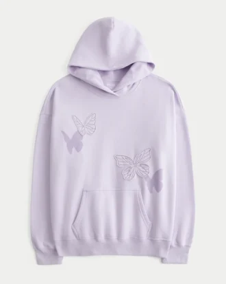 Sweat à capuche oversize avec motif papillon