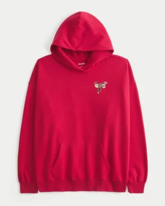 Sweat à capuche oversize avec motif porte-bonheur