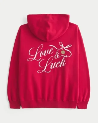 Sweat à capuche oversize avec motif porte-bonheur