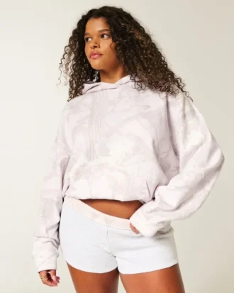 Sweat à capuche oversize rose camouflage