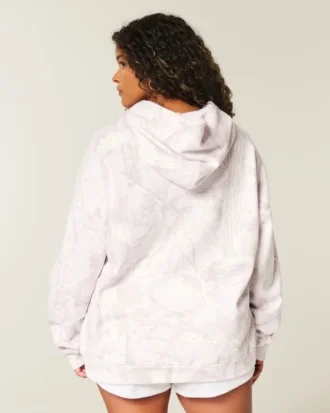 Sweat à capuche oversize rose camouflage