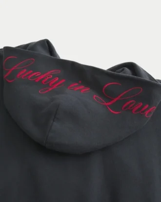 Sweat à capuche oversize zippé avec motif Lucky in Love