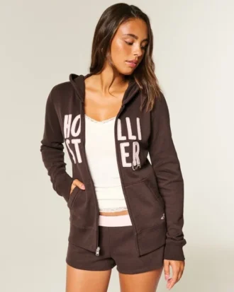 Sweat à capuche zippé avec logo graphique