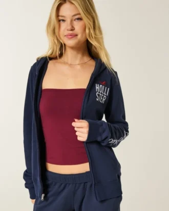 Sweat à capuche zippé avec logo graphique