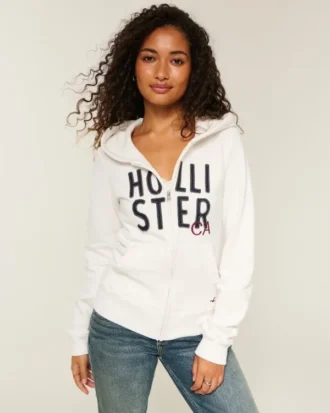 Sweat à capuche zippé avec logo graphique