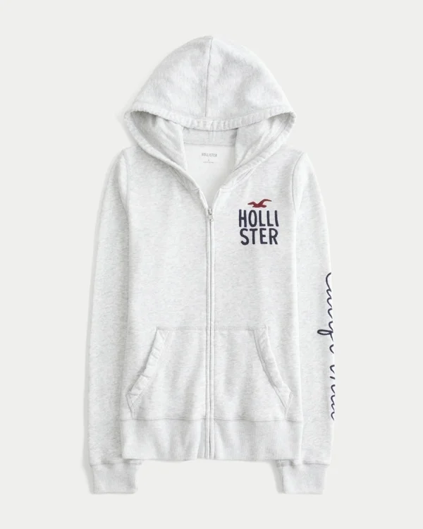 Sweat à capuche zippé avec logo graphique Sweat à capuche zippé avec logo graphique