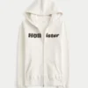 Sweat à capuche zippé avec logo graphique en chenille Sweat à capuche zippé avec logo graphique en chenille